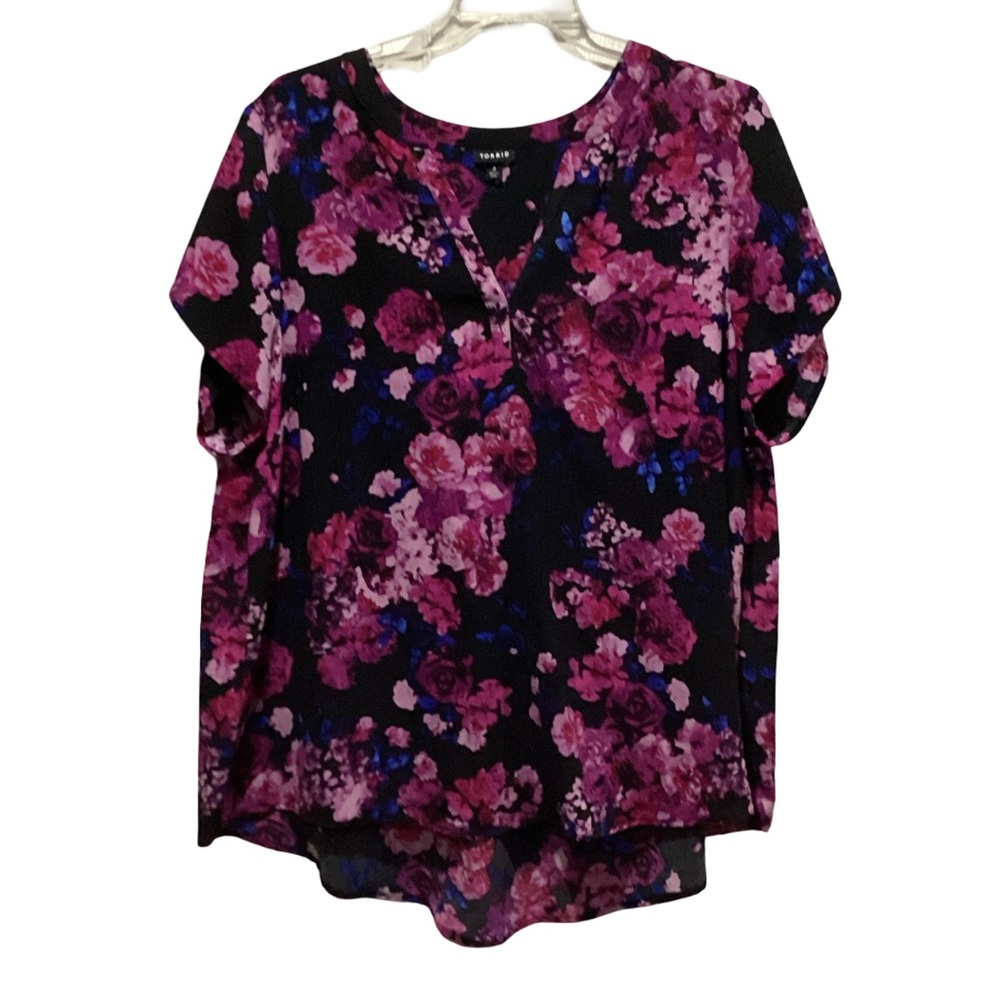 Torrid Floral Blouse - Pink and Blue